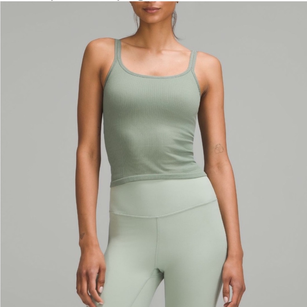 Lululemon Ebb To Street Scoop Neck Crop Top Gray Eucalyptus